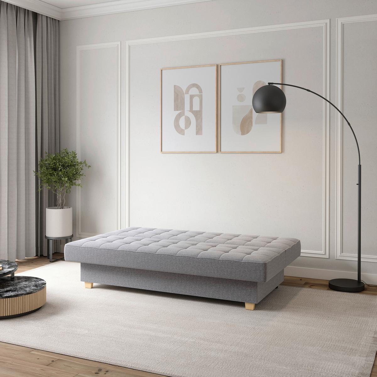 Schlafsofa Miko Hellgrau B: 192 cm - Hellgrau, Design, Textil (192/92/95cm) - MID.YOU