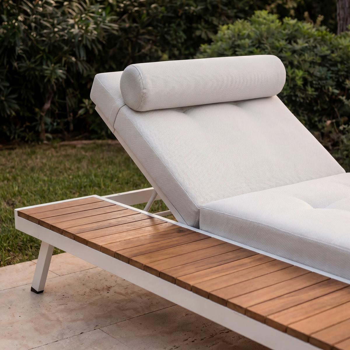ZAHRADNÍ LEHÁTKO AVOLINA - bílá/světle šedá, Moderní, kov/textil (199/30/86cm) - Bessagi Garden