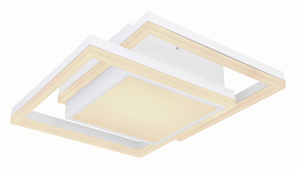 LED-Deckenleuchte L: 41,5 cm Mit Smartphone-Steuerung - Opal/Weiß, Basics, Kunststoff/Metall (41,5/41,5/10,5cm) - Globo