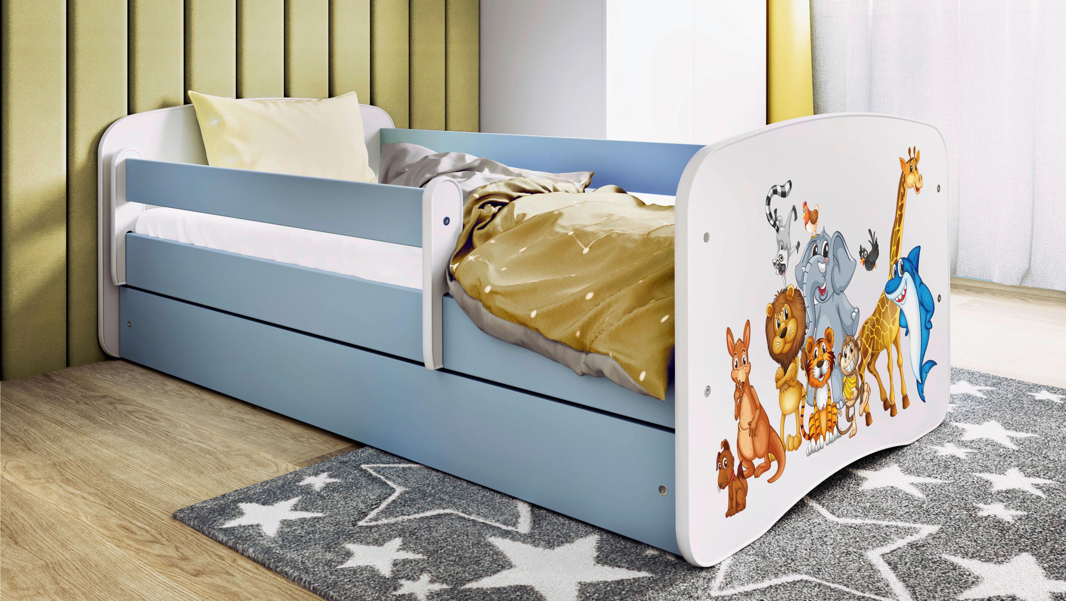 Kinder-/Juniorbett Babydreams inkl. Matratze 80x160 - Blau/Birkefarben, MODERN, Holz/Holzwerkstoff (80/160cm) - MID.YOU