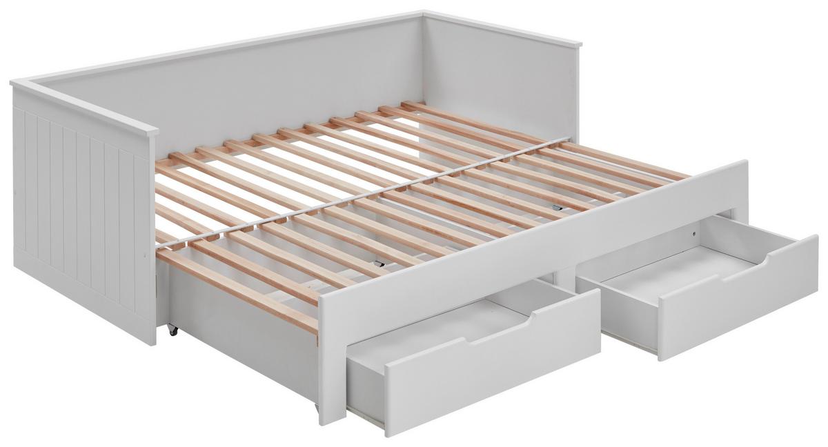 Kihúzható Ágy Clara - bükk/fehér, Basics, faalapú anyag/fa (90/200cm) - P & B