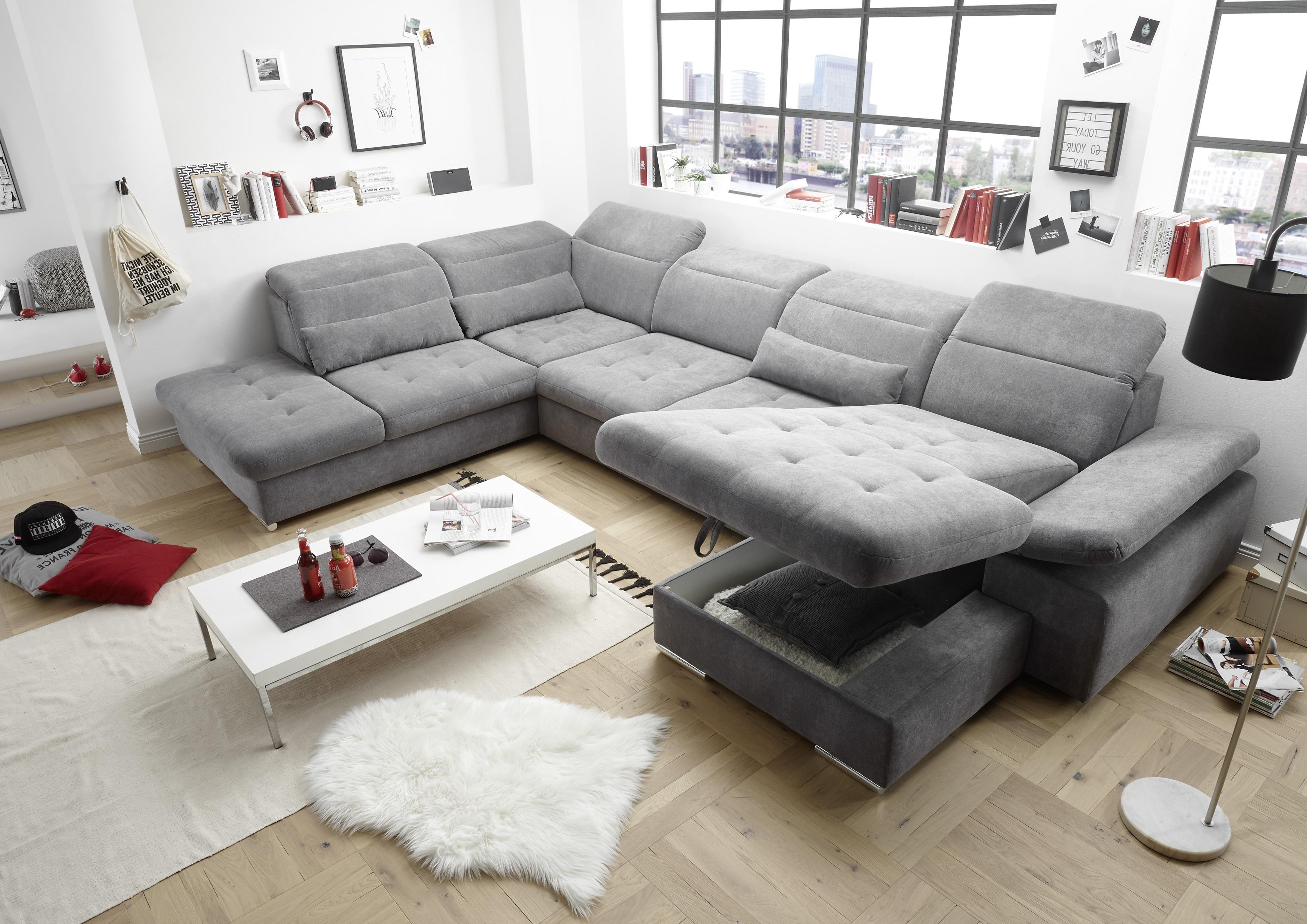 Sedací Souprava S Rozkladem Coletta Tmavě Šedá - barvy stříbra/tmavě šedá, Moderní, textil/plast (260/394/195cm) - MID.YOU