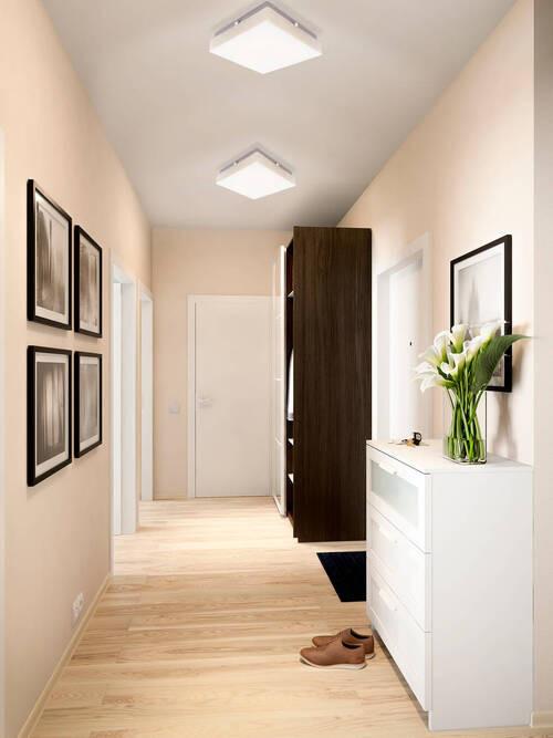 LED-Deckenleuchte L: 25 cm mit Milchglas - Weiß, Basics, Glas/Metall (25/25/8cm) - Näve