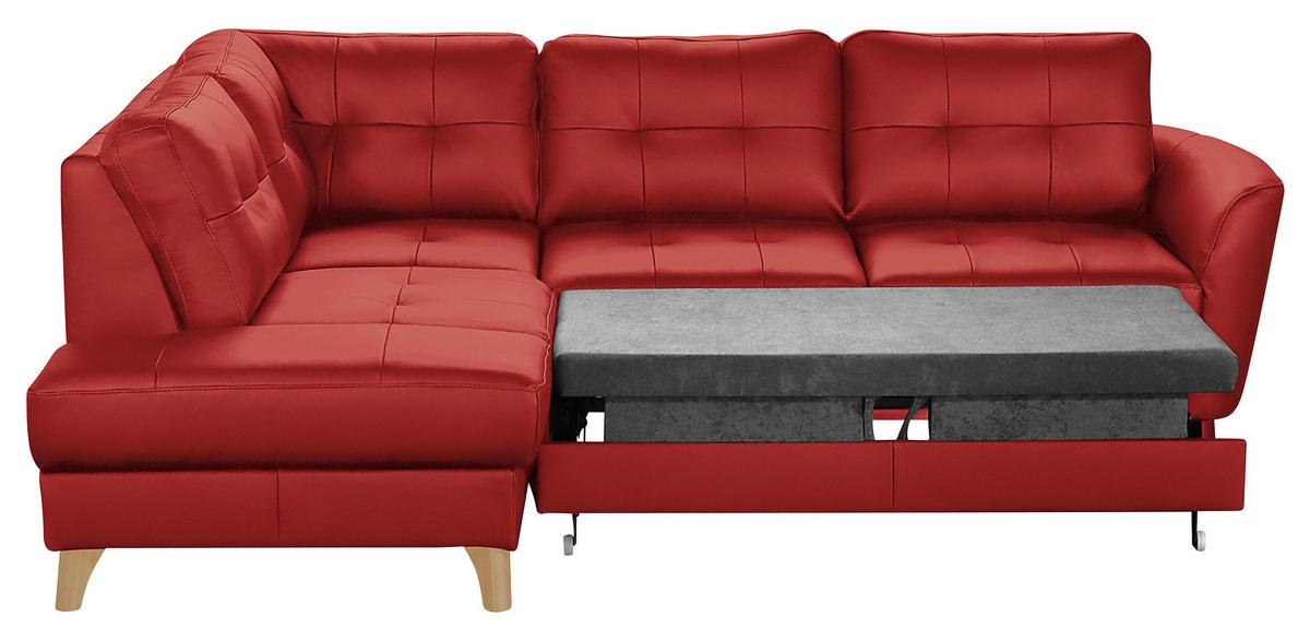 Ecksofa Nordic Rot S: 190x236 cm - Buchefarben/Rot, Design, Leder/Textil (190/236cm) - Livetastic