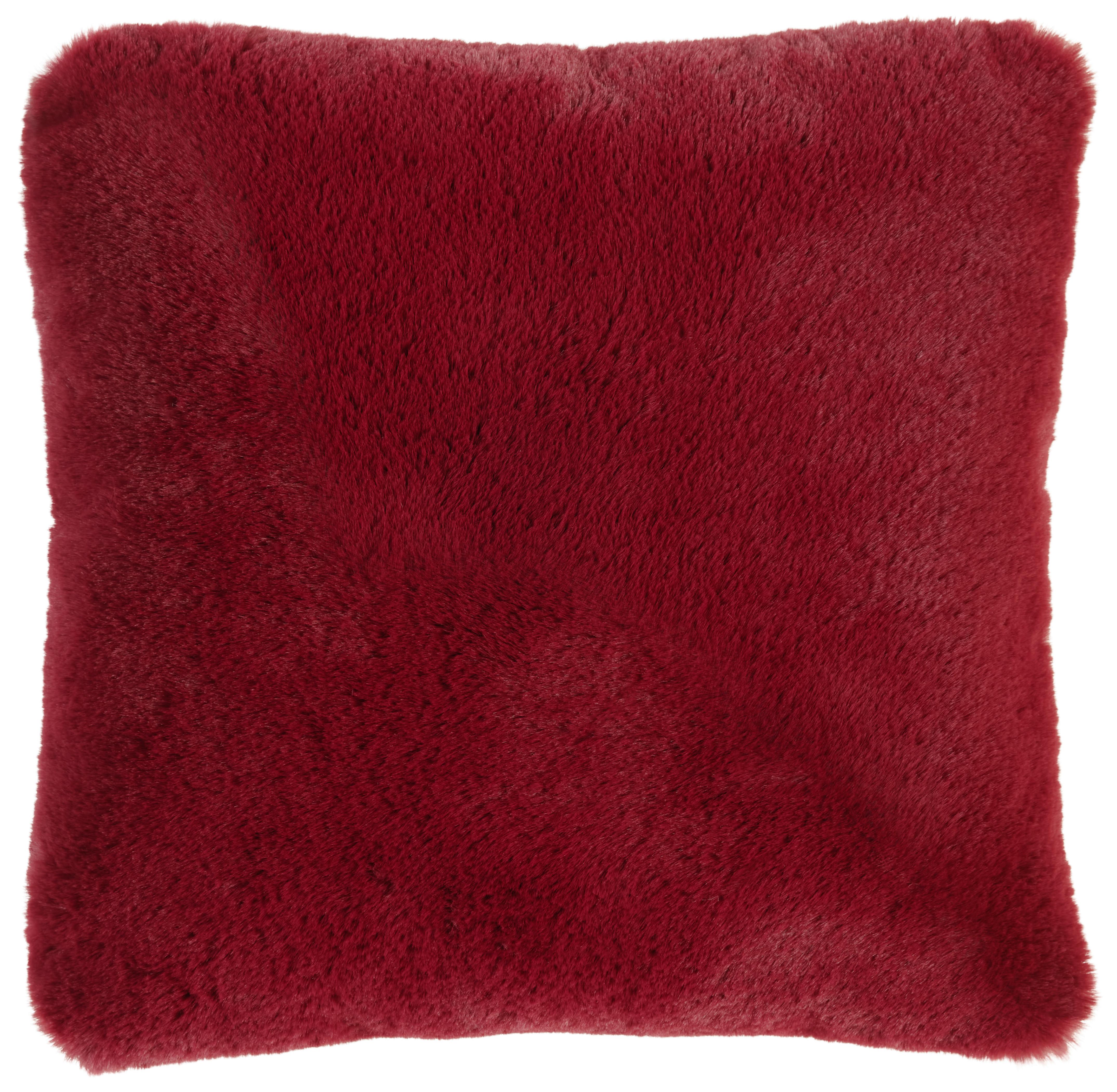 Kožušinový Vankúš Liz, 45/45cm, Vínovočervená - vínovočervená, Moderný, textil (45/45cm) - Premium Living