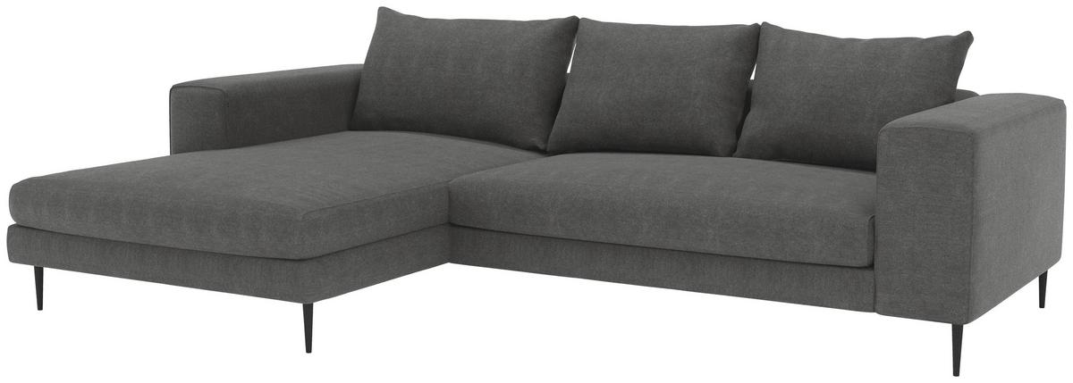 Ecksofa Aurora Ii - Dunkelgrau/Schwarz, MODERN, Textil (170/325cm) - Trendmanufaktur