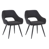 Armlehnstuhl Porto Anthrazit Lederlook Gepolstert 2er-Set - Anthrazit/Schwarz, MODERN, Textil/Metall (59/83/60cm) - MID.YOU