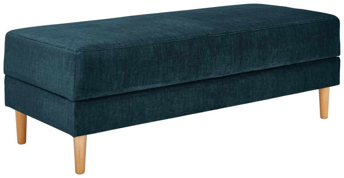 Hocker Freda Mit Stauraum Velours Blau H: 48 Cm - Blau/Naturfarben, MODERN, Textil (135/48/57cm) - Max Winzer
