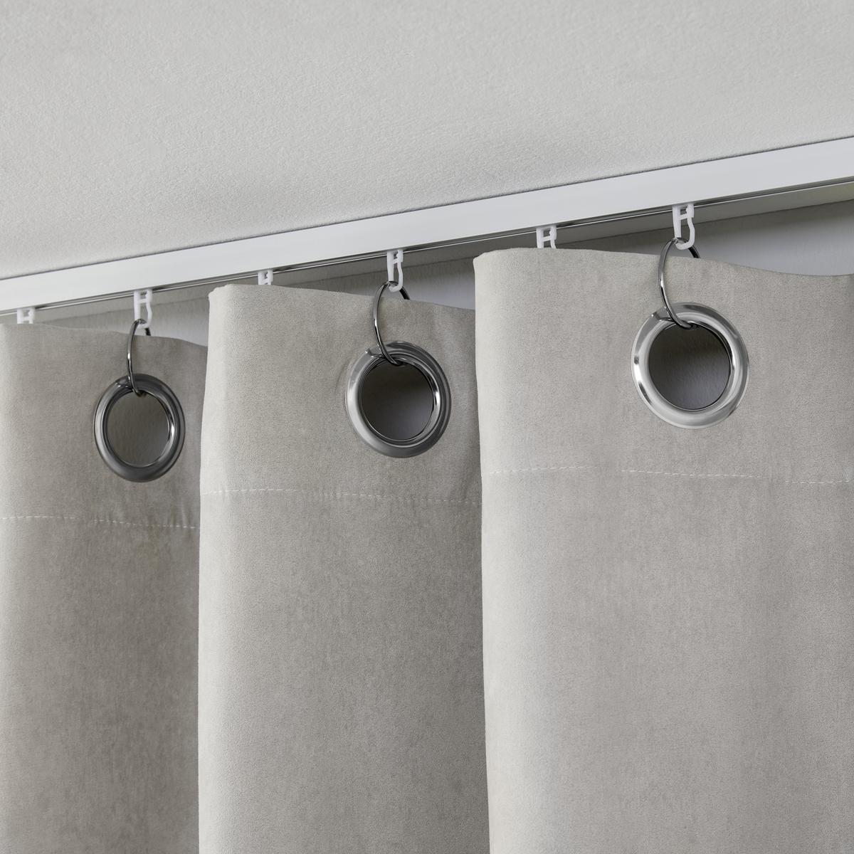 ZÁVES S OČKAMI Velours, 140/245cm, sivá - sivá, Konventionell, textil (140/245cm) - Modern Living