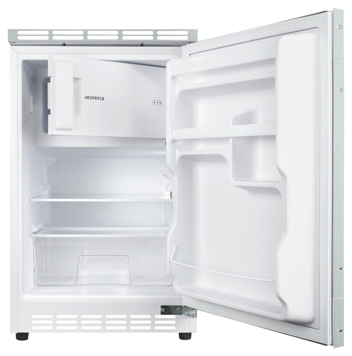 Miniküche mit Kühlschrank + Kochfeld 150 cm Weiß/Eiche - Eichefarben/Weiß, Basics, Holzwerkstoff (150cm) - Respekta