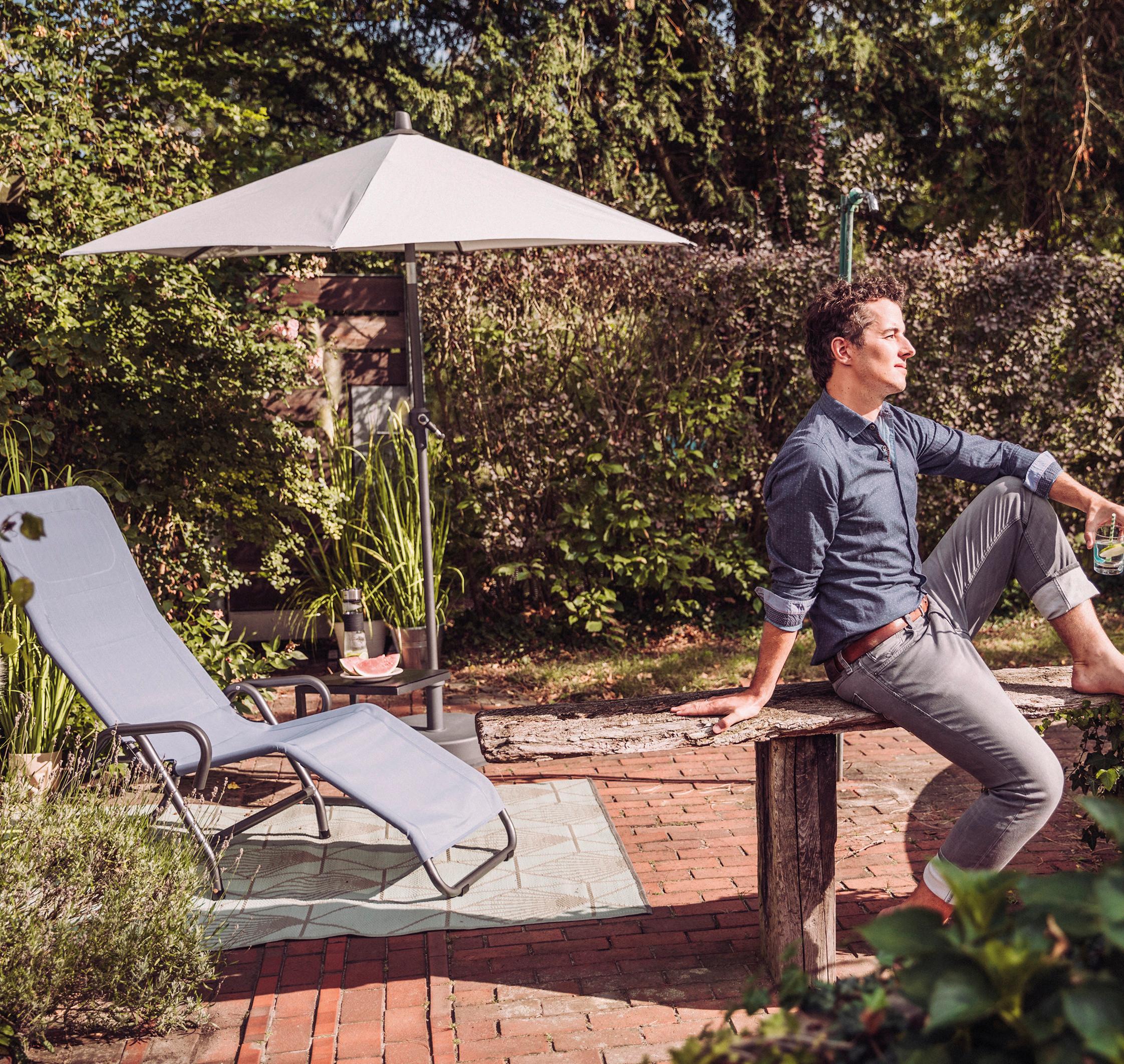 Sonnenschirm BxHxT: 250x258x250 cm Anthrazit/Beige - Anthrazit/Beige, KONVENTIONELL, Textil/Metall (250/250cm) - Siena Garden