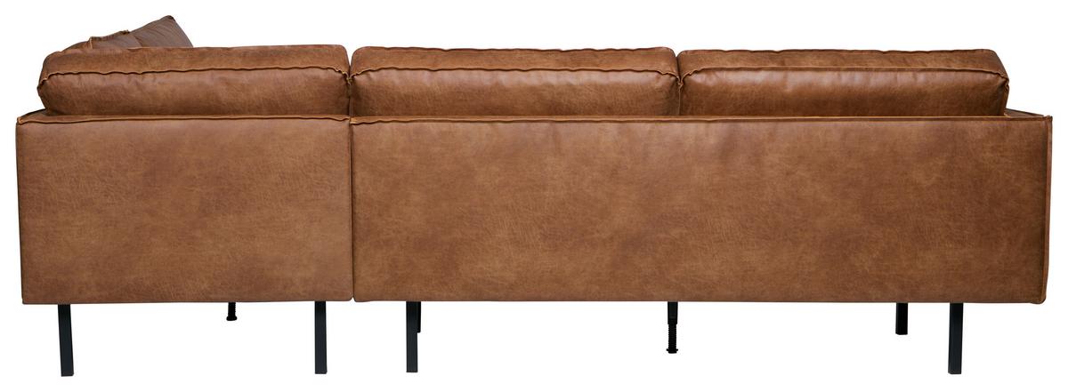 Ecksofa Rodeo Cognac S: 266x213cm - Cognac/Schwarz, Design, Leder/Textil (266/213cm) - Livetastic