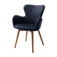 Armlehnstuhl Sarander Dunkelblau Echtholz-Beine - Wildeiche/Dunkelblau, Basics, Holz/Textil (62/87/65cm) - MID.YOU