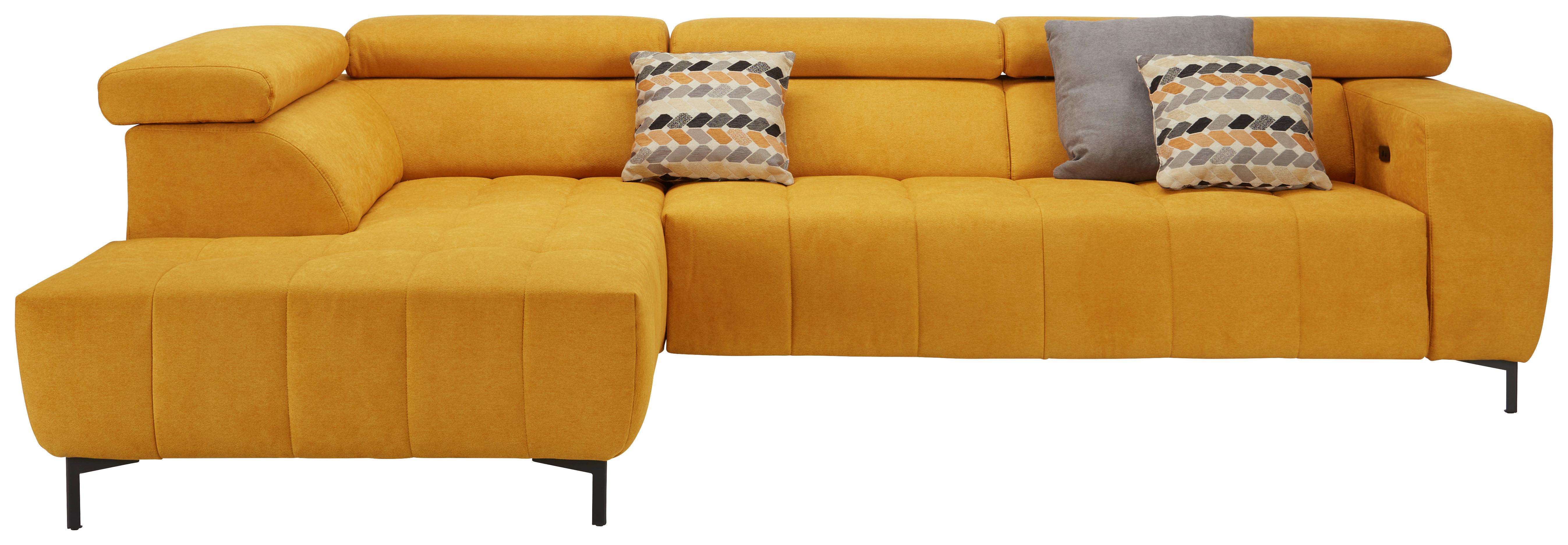 Rohová sedačka TARRAGONA, ľavá, žltá, bez výsuvu - čierna/žltá, Modern, textil (201/295cm) - Premium Living
