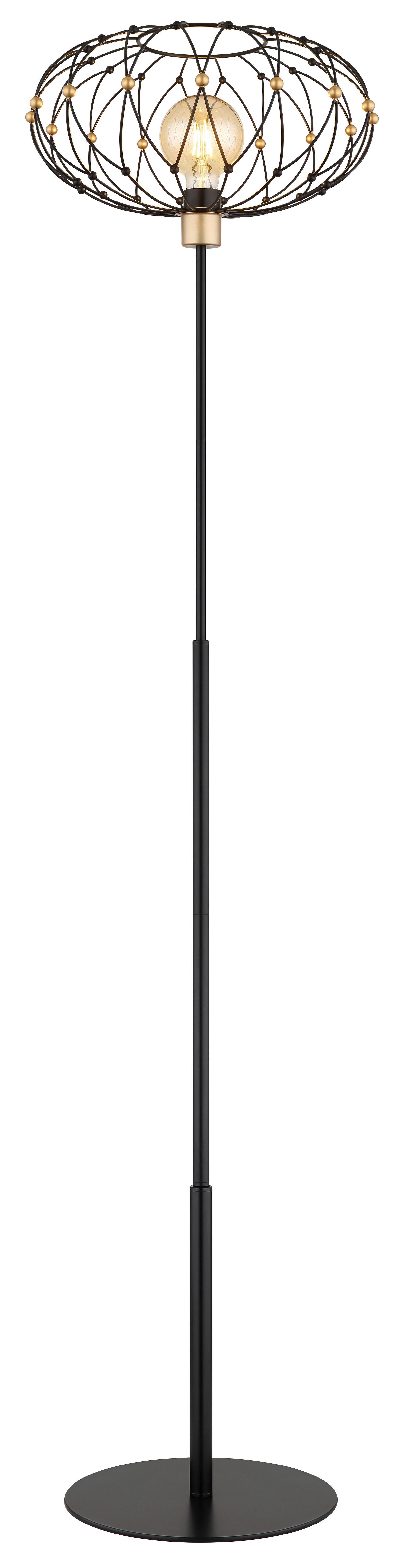 Stehleuchte Greys Schwarz Goldfarben D: 40 cm - Goldfarben/Schwarz, Design, Kunststoff/Metall (40/162cm) - Globo