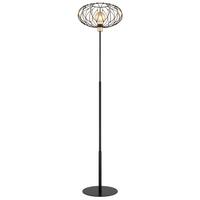 Stehleuchte Greys Schwarz Goldfarben D: 40 cm - Goldfarben/Schwarz, Design, Kunststoff/Metall (40/162cm) - Globo
