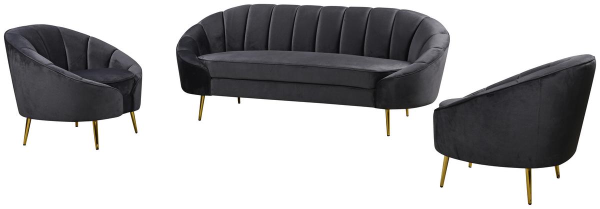 3-sitzer-sofa Stella Dunkelgrau B: 210 Cm - Dunkelgrau/Messingfarben, Design, Holz/Textil (210/82/90cm) - Livetastic