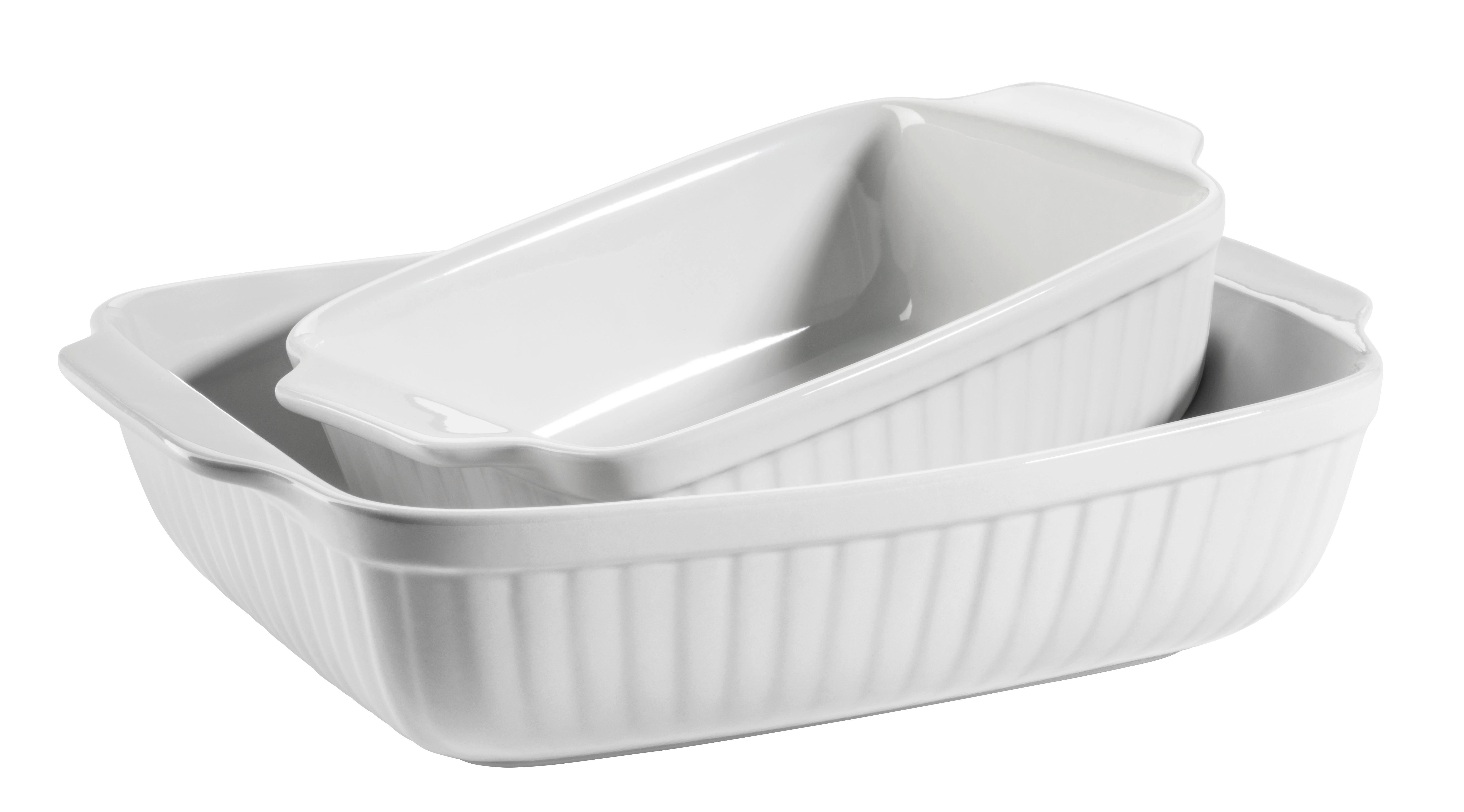 Backformenset Kitchen Time Rechteckig 2er-Set - Weiß, Basics, Keramik (37/30,5/15,5cm) - Mäser
