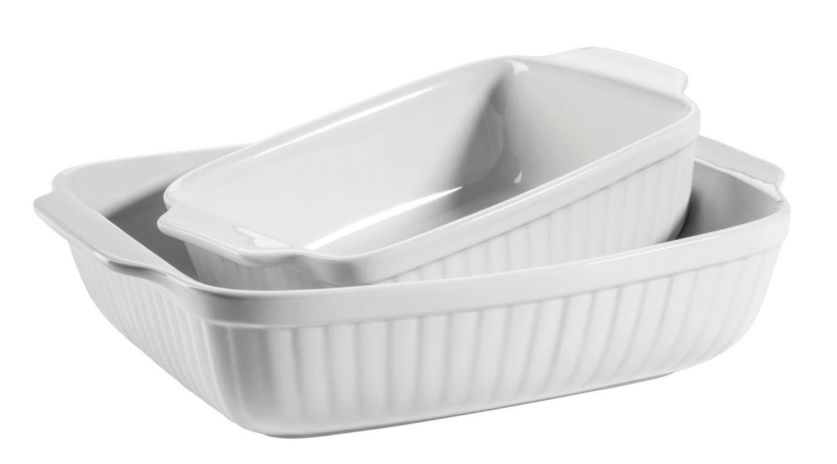 Backformenset Kitchen Time Rechteckig 2er-Set - Weiß, Basics, Keramik (37/30,5/15,5cm) - Mäser