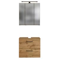 Badmöbel-Set 2--teilig. inkl. LED Manchester B: 60cm Eichefarben - Eichefarben, MODERN, Holzwerkstoff (60cm) - Held