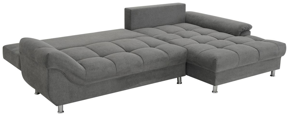 Rohová sedačka ERICE, pravá tmavě šedá - šedá/tmavě šedá, Design, textil/plast (312/198cm)
