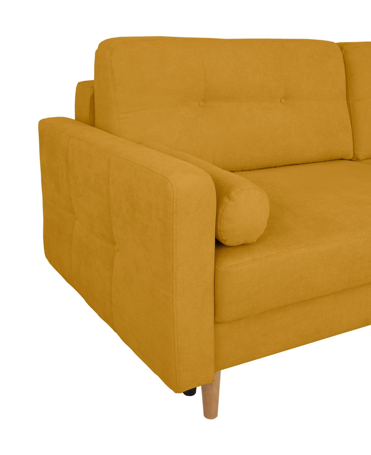 Schlafsofa Noret, Gelb B: 222 Cm - Gelb/Buchefarben, Design, Textil (222/93/99cm) - MID.YOU