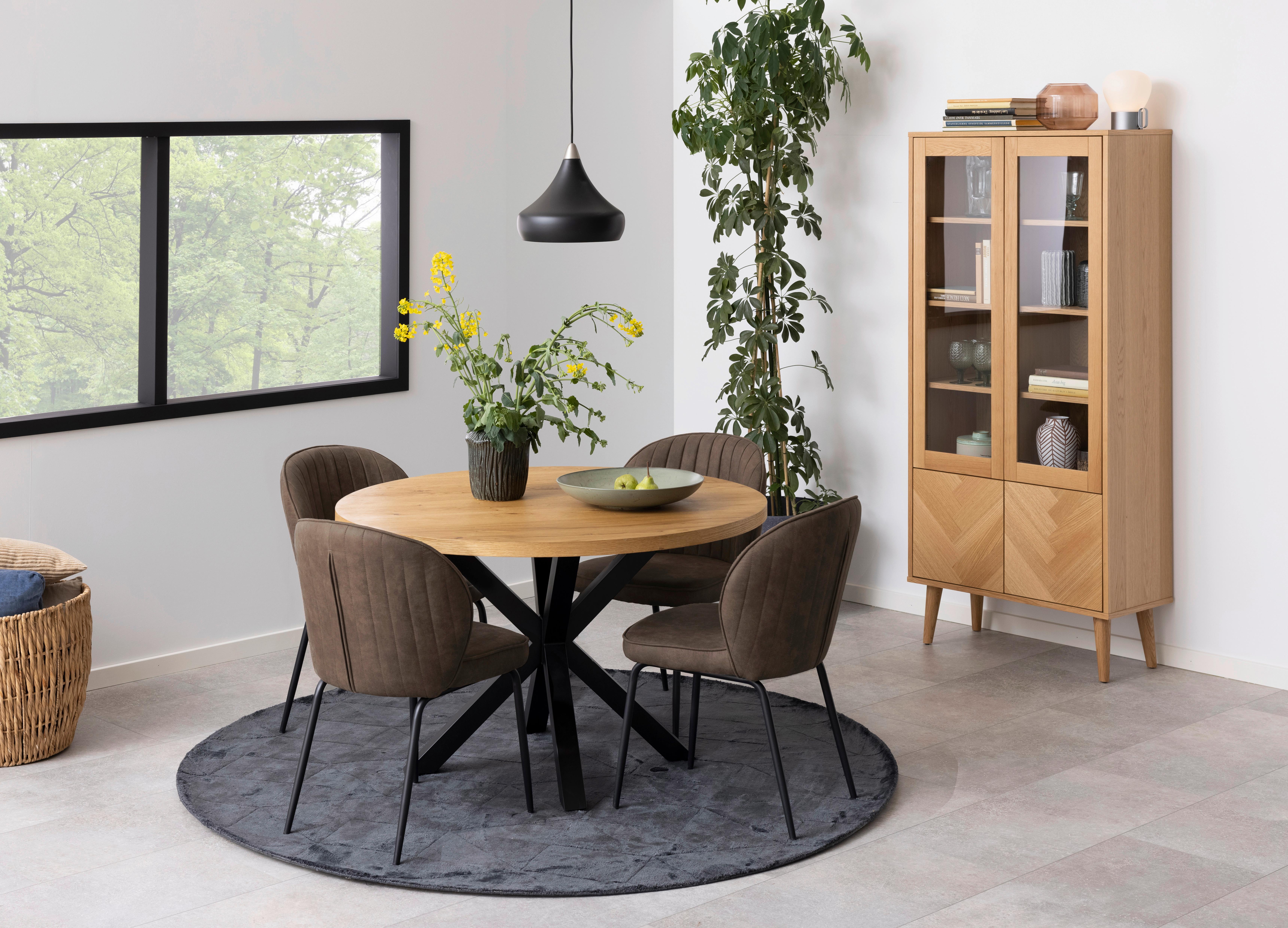 Esstisch Rund Heaven 120x76,4 Cm Wildeiche Dekor - Wildeiche/Schwarz, Trend, Holz/Metall (120/120/76,4cm) - MID.YOU