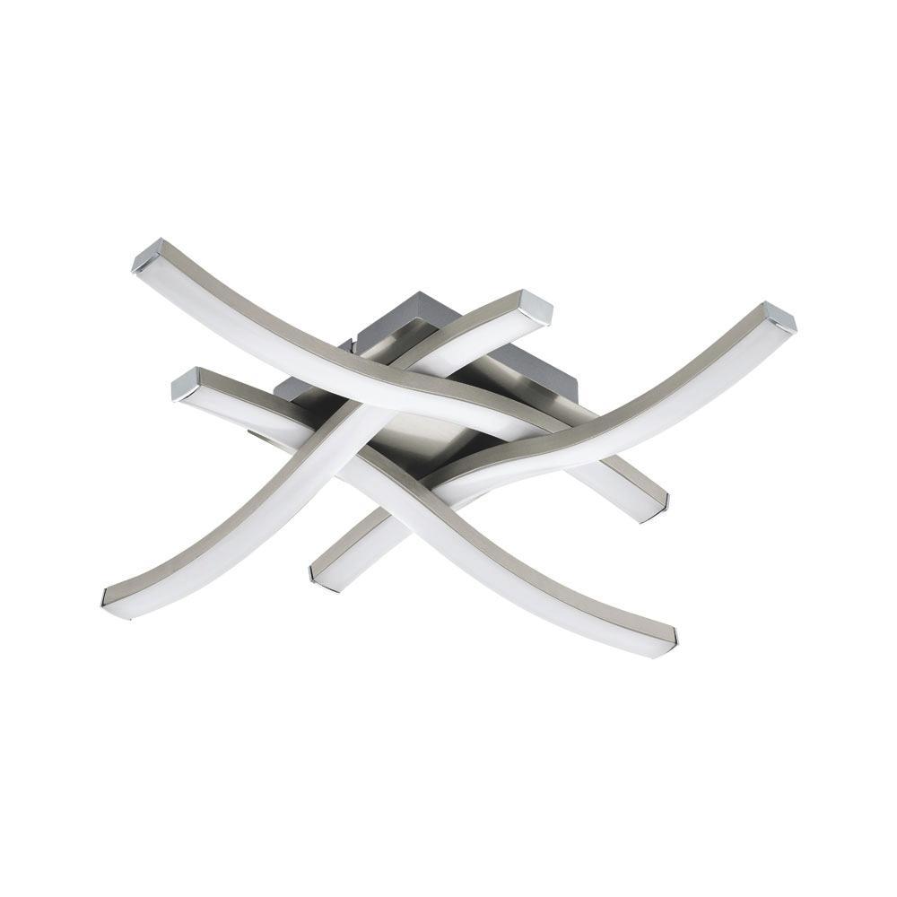 LED-Deckenleuchte Cabezas - Weiß/Nickelfarben, MODERN, Kunststoff/Metall (45/45/6cm)