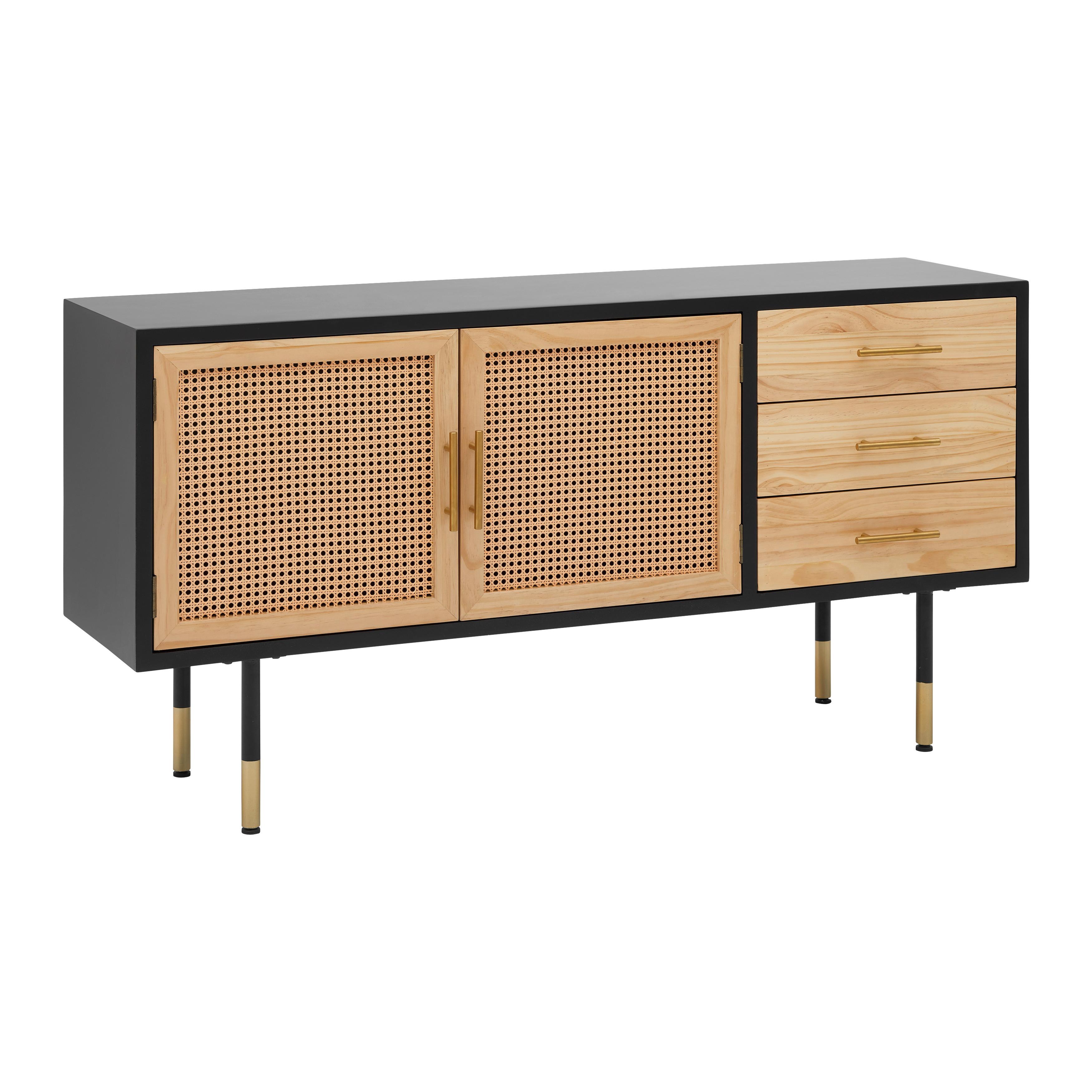 Komoda MASSIMO - čierna/zlatá, Modern, kov/drevo (150/76/40cm) - P & B