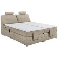 Boxspringbett Mit Topper Elektrisch 180x200 Palermo - Sandfarben/Silberfarben, MODERN, Holzwerkstoff/Textil (180/200cm) - MID.YOU