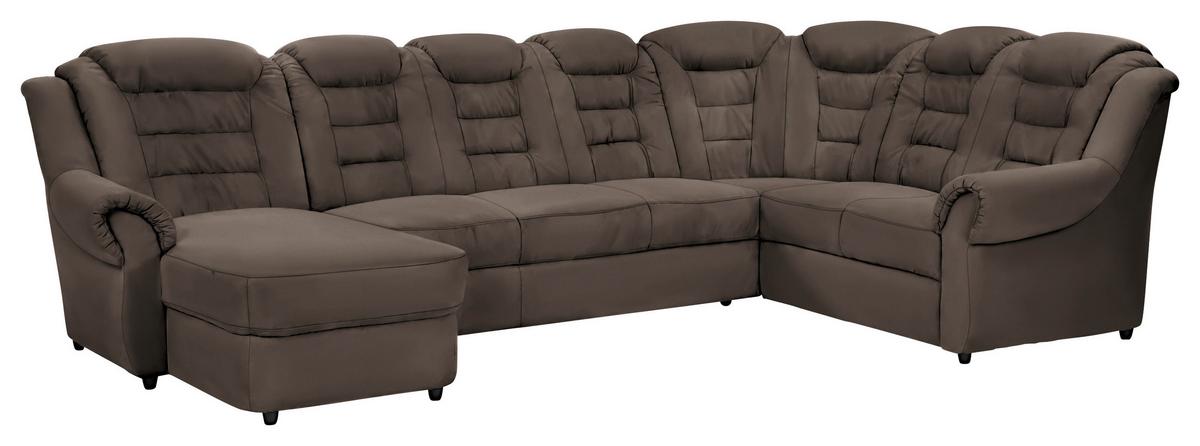 Wohnlandschaft Boston Braun Lederlook - Schwarz/Braun, KONVENTIONELL, Textil (165/333/216cm) - Livetastic