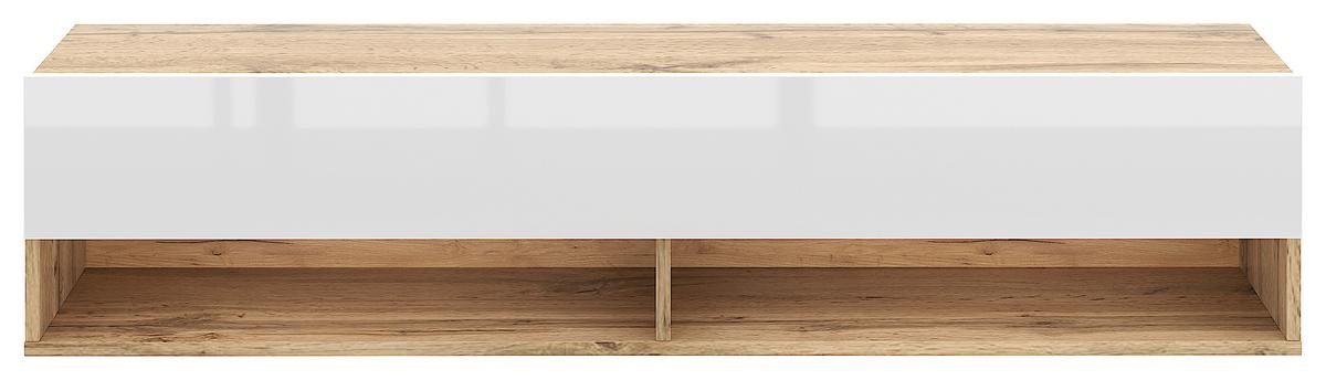 Lowboard Derby 140 - Weiß Hochglanz/Eiche Wotan, Design, Holzwerkstoff (140/31,5/32,5cm) - Livetastic