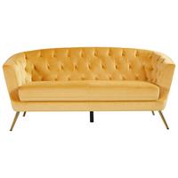 3-Sitzer-Sofa Lita Gelb Samt Chesterfield-Design - Gelb/Goldfarben, MODERN, Textil/Metall (183/78/83cm) - Ti'me