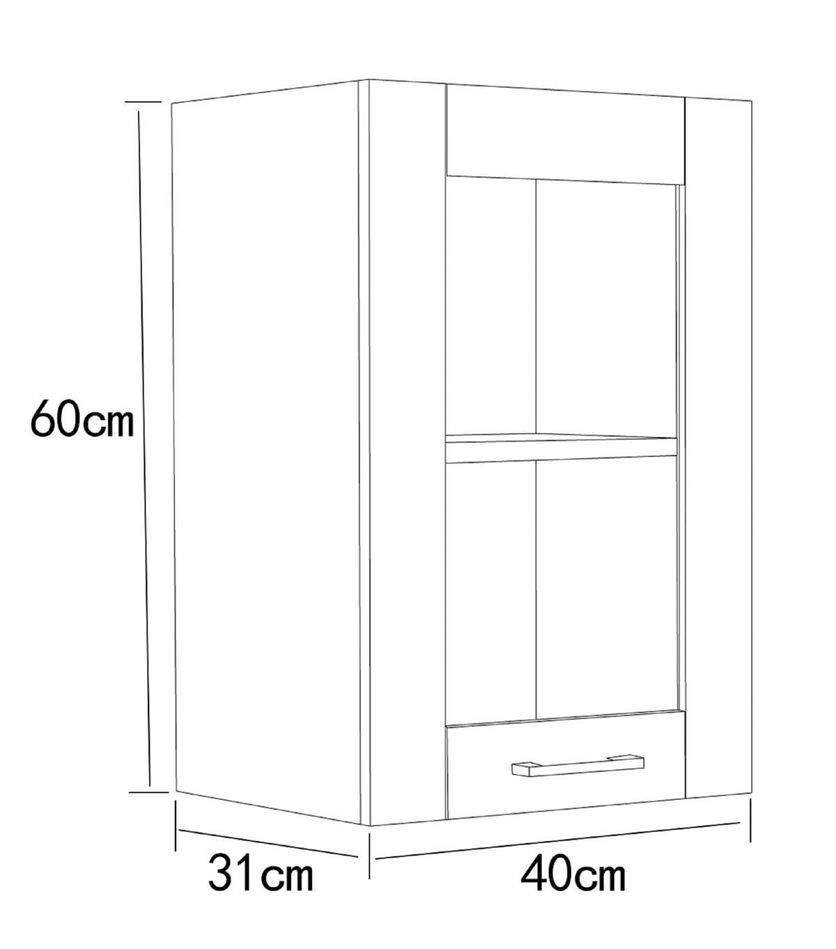 Küchenoberschrank Colura - Weiß, Trend, Glas/Holzwerkstoff (40/60/31cm) - MID.YOU