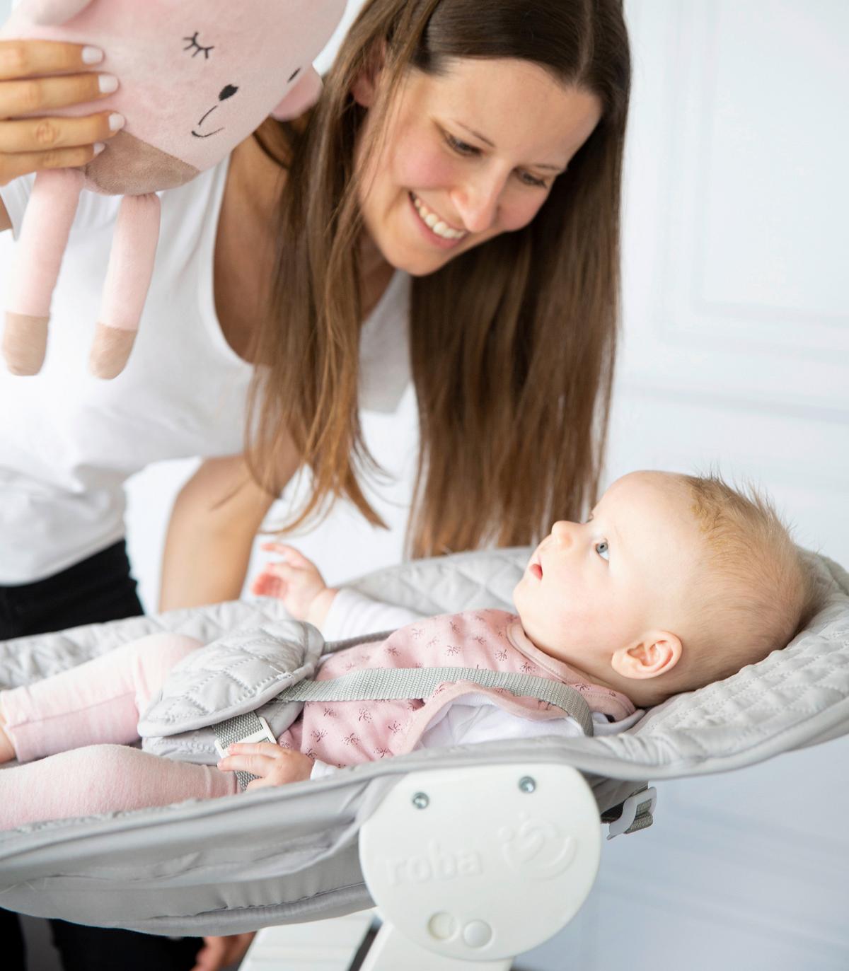 Hochstuhl Weiß/grau Mit Sitz/liegefunktion - Silberfarben/Weiß, Basics, Holzwerkstoff/Textil (52/94/66,5cm) - Roba