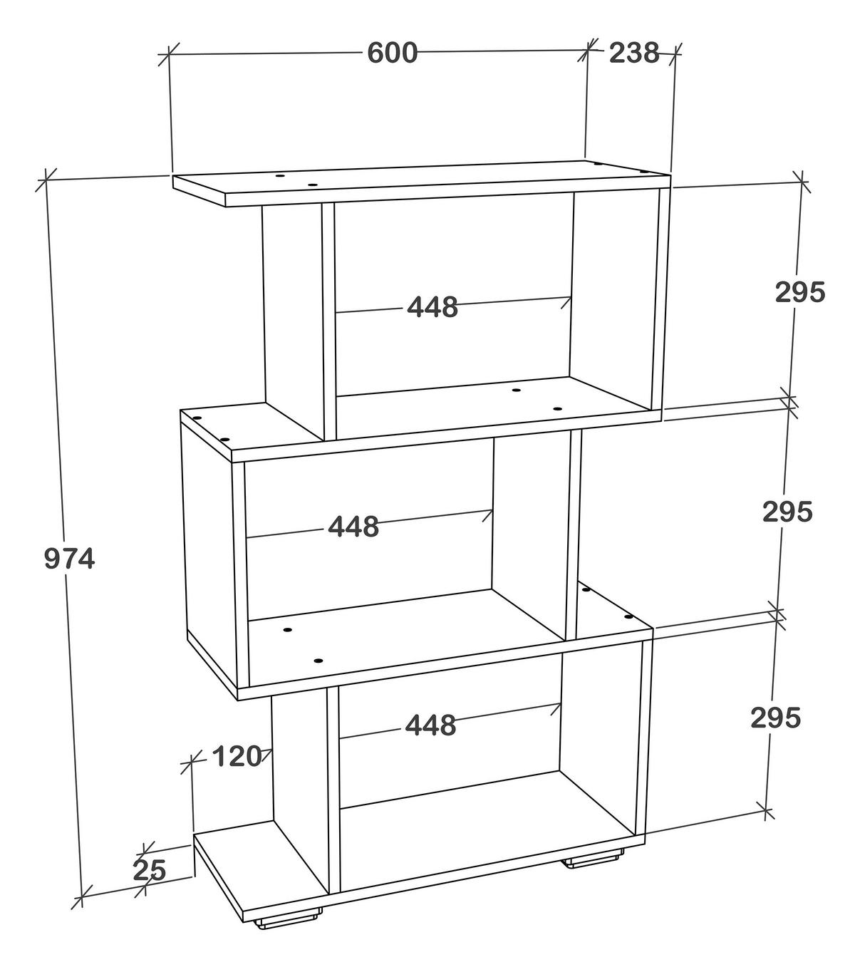 Regal Palusa Sonoma Eiche Dekor - Silberfarben/Sonoma Eiche, Design, Holzwerkstoff (60/97/24cm) - MID.YOU