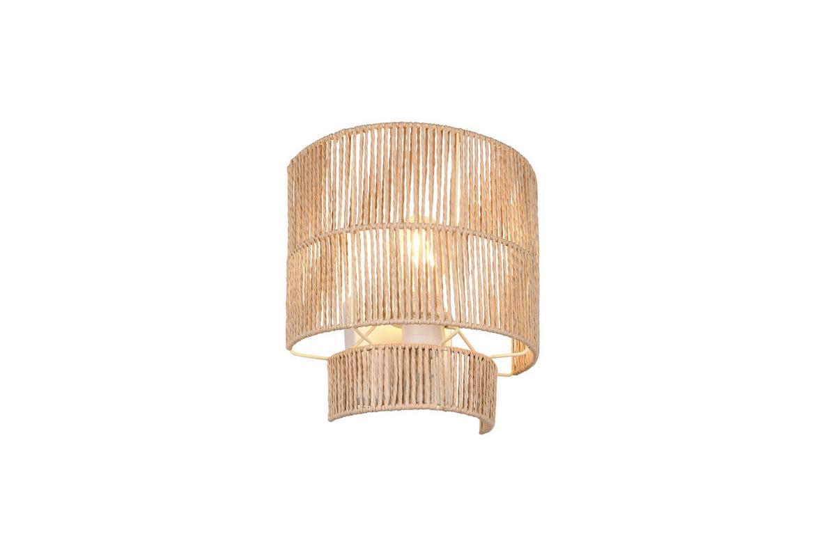 Wandleuchte Satna Braun Weiß B: 24,5 Cm - Braun/Weiß, Natur, Papier (24,5/24,5/14cm)