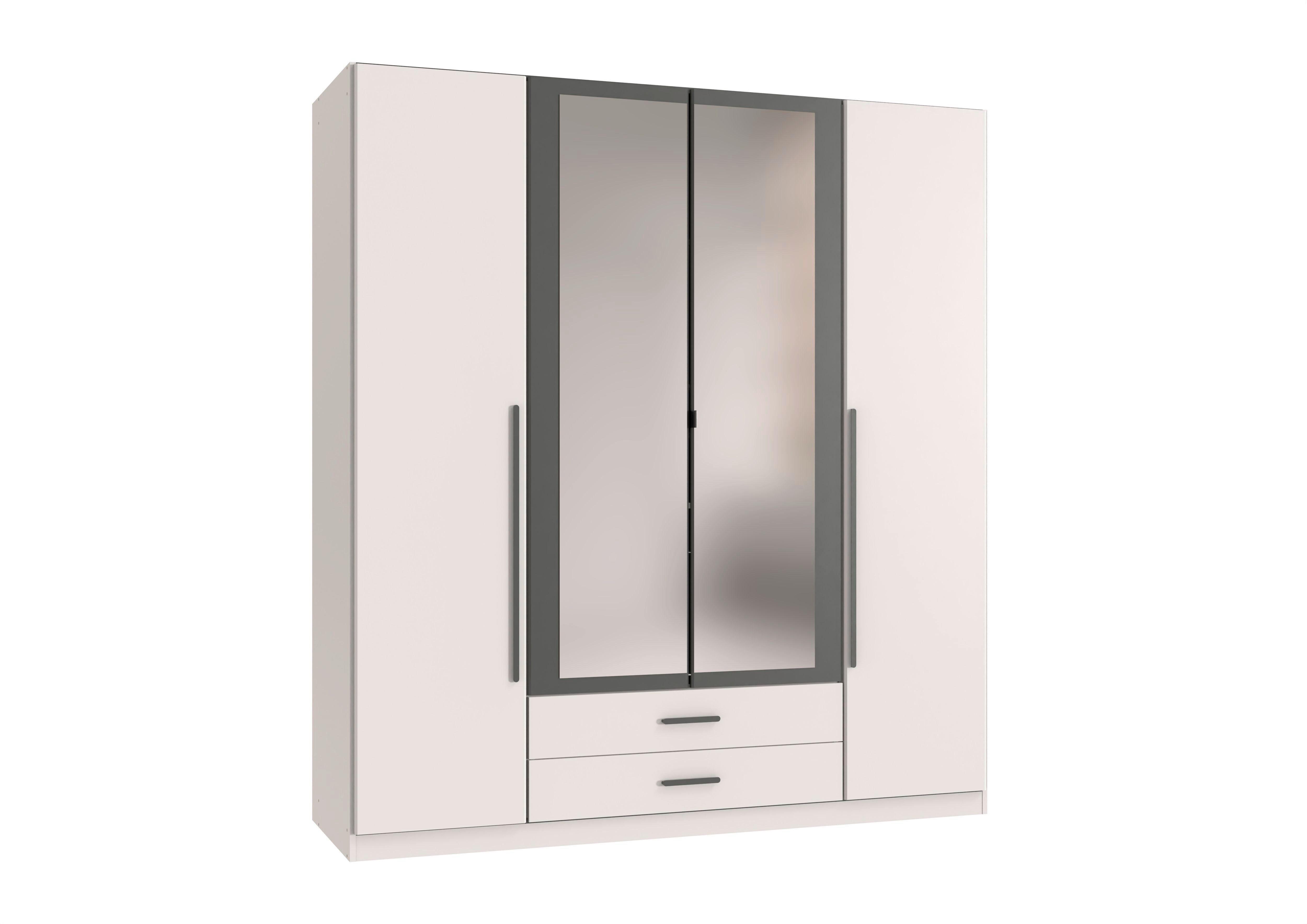 Šatní skříň MARBURG, šířka 180 cm - bílá/barvy grafitu, Konvenční, kompozitní dřevo/sklo (180/199/58cm) - Mömax