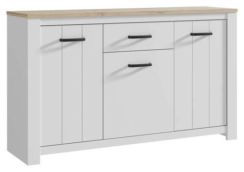 Tálalószekrény Elara - Bianco tölgy/fehér, Modern, műanyag/faalapú anyag (161,4/95,7/42,2cm)