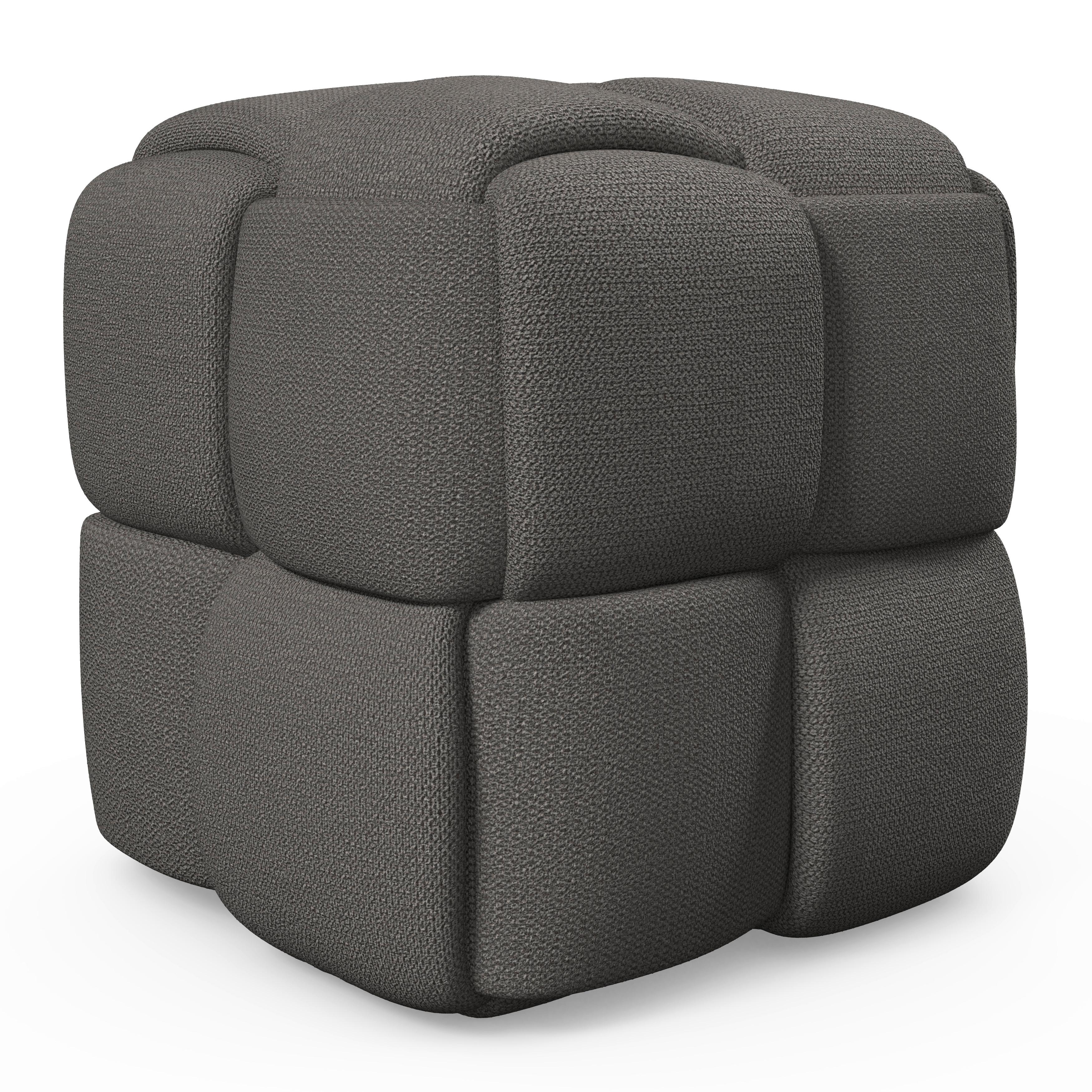Taburet ELLA béžová bouclé - čierna/krémová, Modern, drevo/textil (45/45/45cm) - Bessagi Home