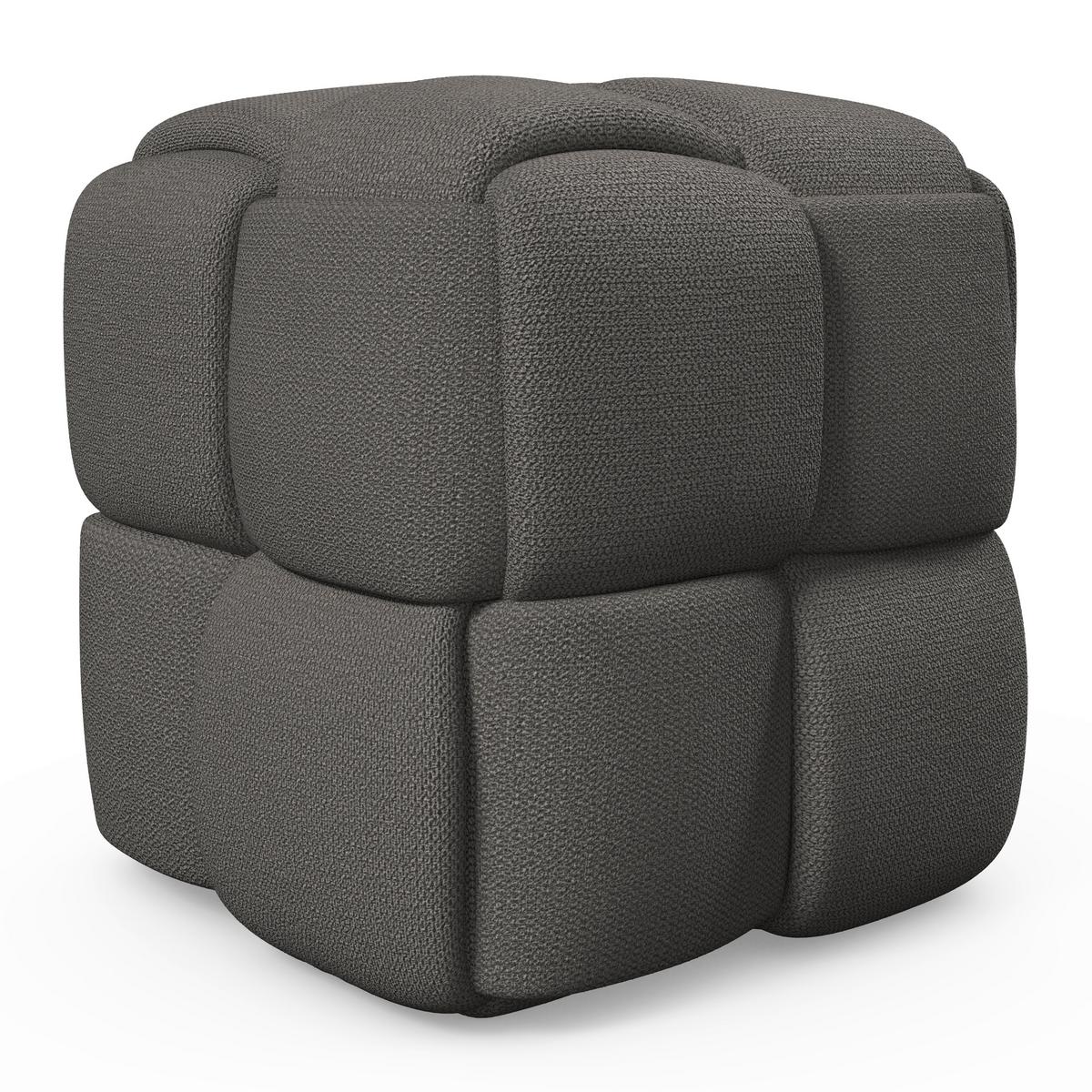 Taburet ELLA béžová bouclé - čierna/krémová, Modern, drevo/textil (45/45/45cm) - Bessagi Home