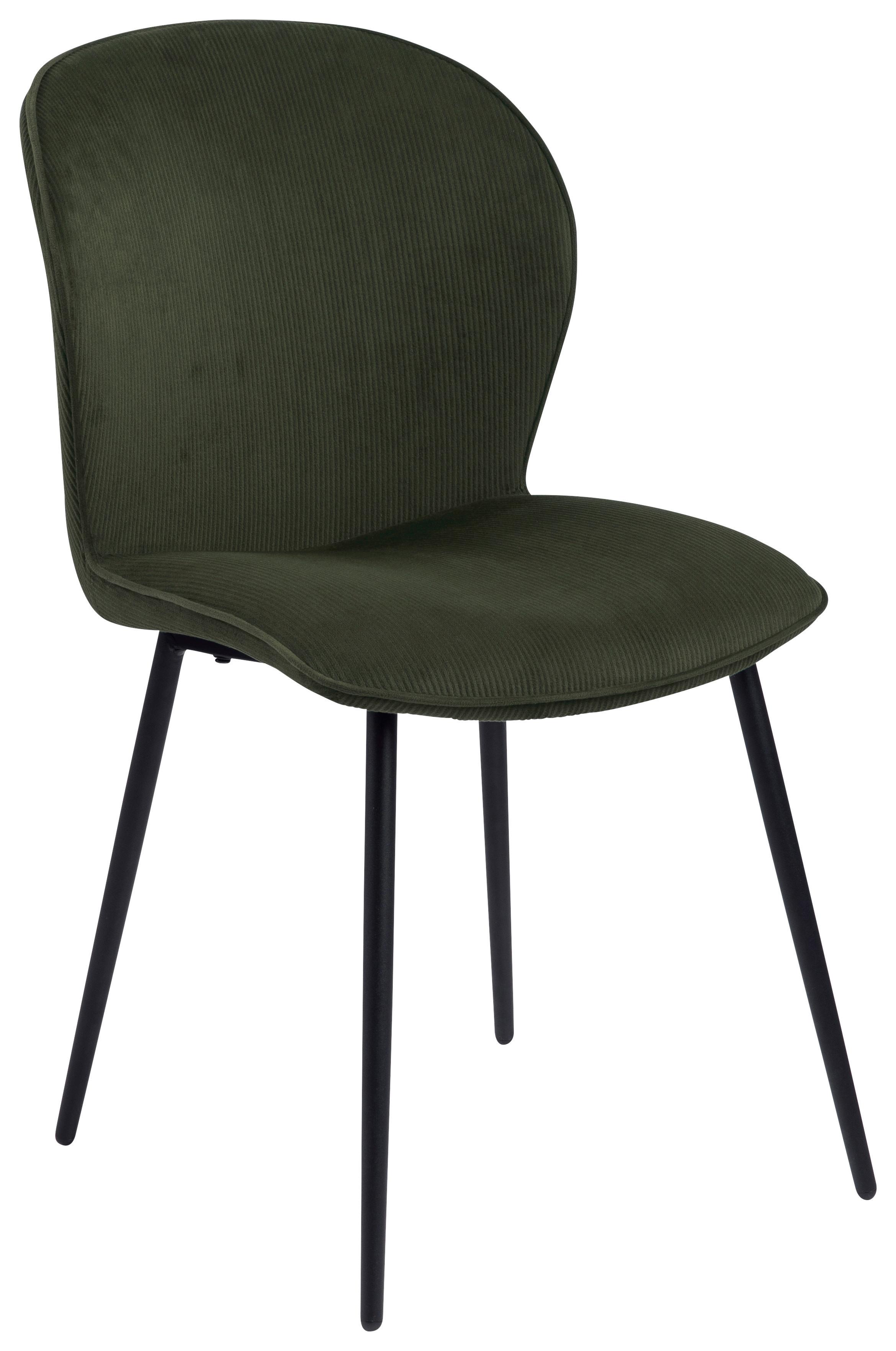 Čalouněná Židle Evelyn, Olivová - černá/olivově zelená, Konvenční, kov/textil (43/82/58,5cm) - MID.YOU