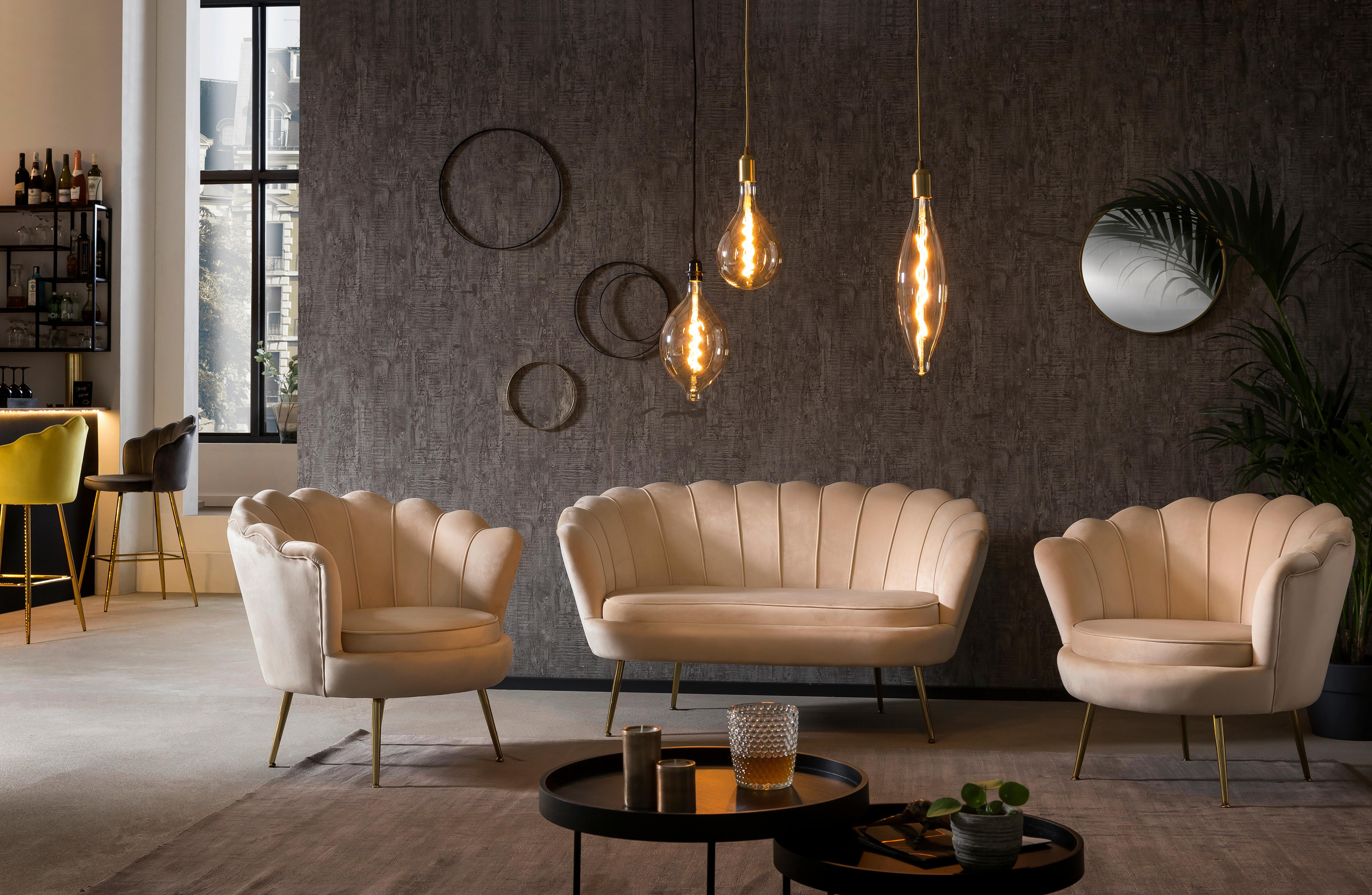 2-sitzer-sofa Beige B: 136 Cm - Beige/Goldfarben, MODERN, Textil (136/78/77cm) - Livetastic