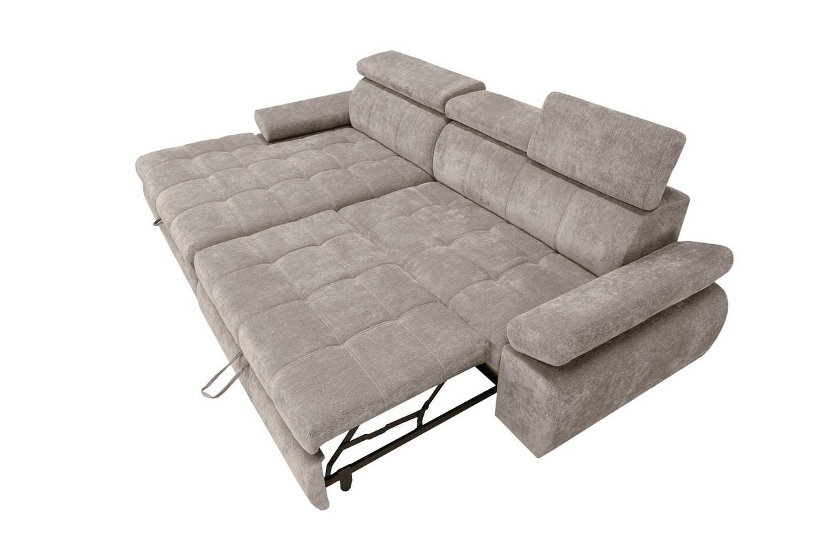 Rohová sedačka VEGAS, levá, šedohnědá žinylka - černá/šedohnědá, Design, dřevo/textil (173/294cm)