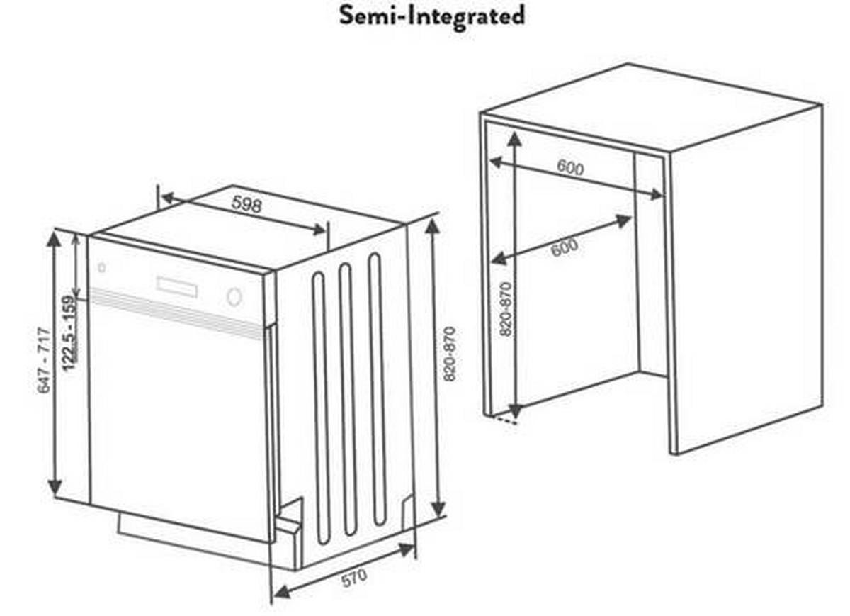 Einbau-Geschirrspüler Nabo Gsi 1510 B: 59,8 cm Teilintegriert - Edelstahlfarben, Basics (59,8/82/57cm) - Nabo