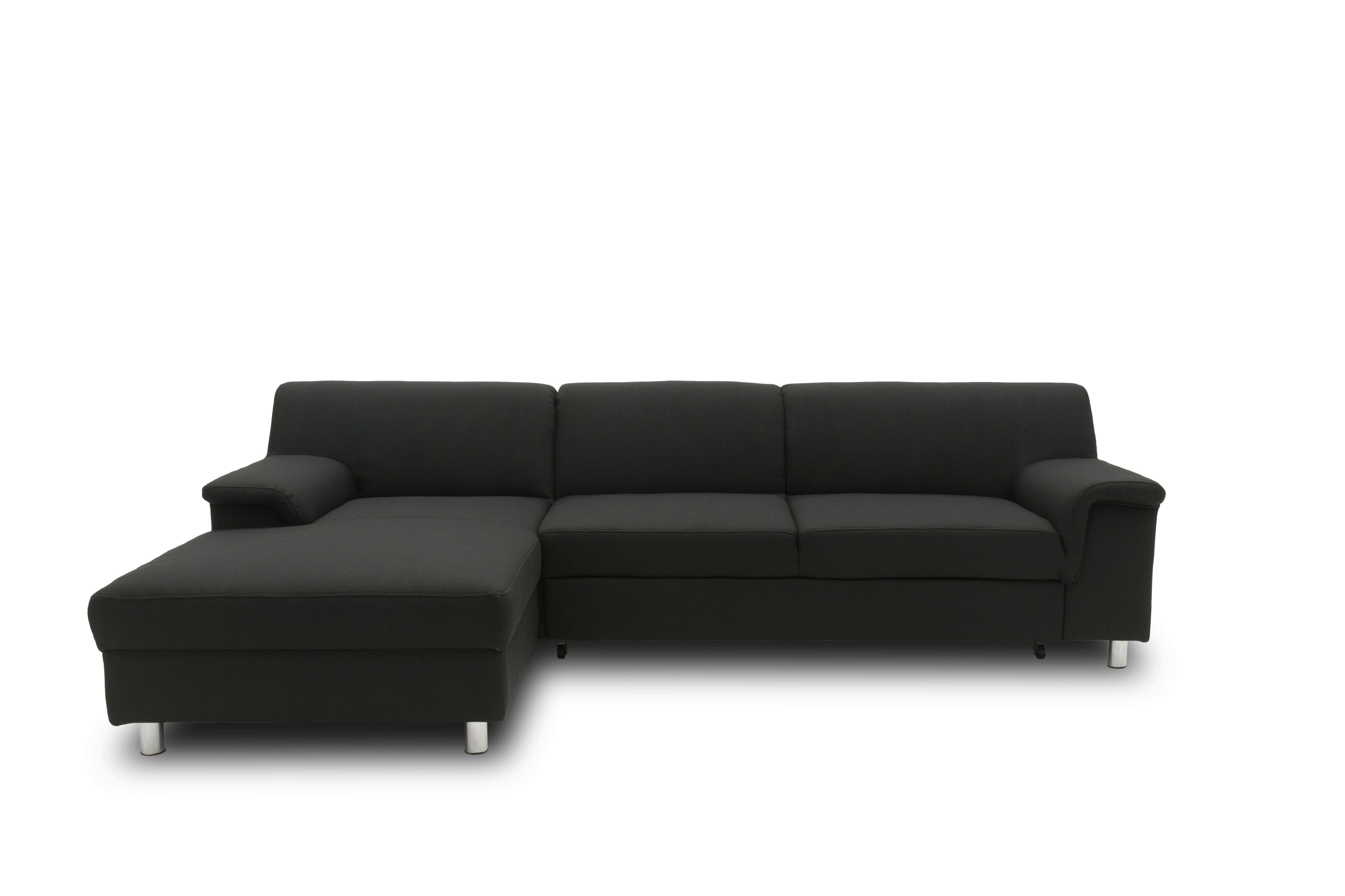 Ecksofa Jamie Armlehnen Schwarz Webstoff - Chromfarben/Schwarz, KONVENTIONELL, Textil (150/251cm) - MID.YOU