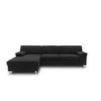 Ecksofa Jamie Armlehnen Schwarz Webstoff - Chromfarben/Schwarz, KONVENTIONELL, Textil (150/251cm) - MID.YOU