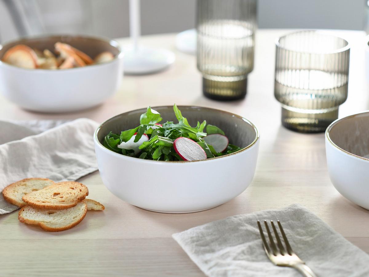 Kombiservice Nordic Fjord Weiß/Beige, 4 Pers., 16-teilig - Beige/Weiß, Basics, Keramik - Creatable