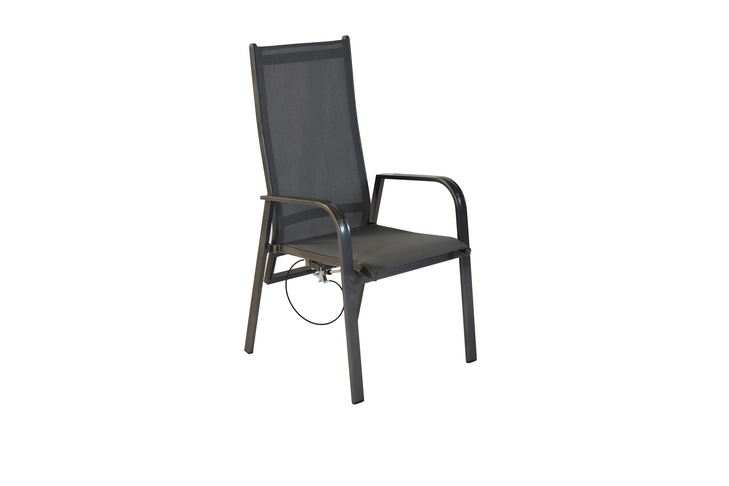 Gartensessel Alassio - Graphitfarben/Grau, MODERN, Textil/Metall (56/109,5/76cm) - Gardenson