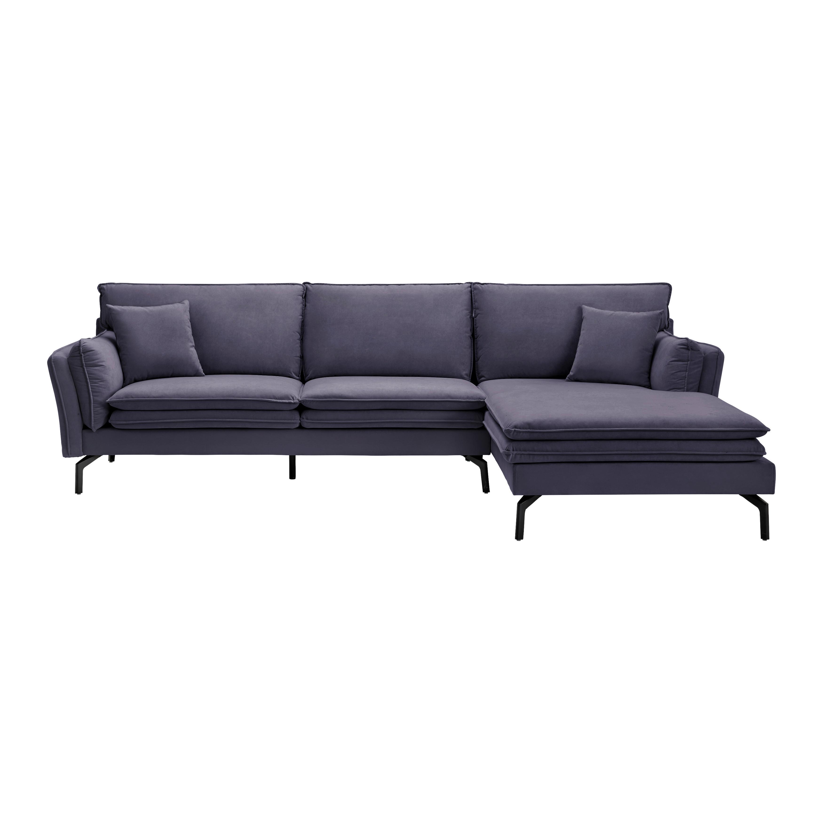Sedacia súprava LANI tmavá sivá - čierna/sivá, Modern, kov/drevo (296/86/170cm) - Bessagi Home